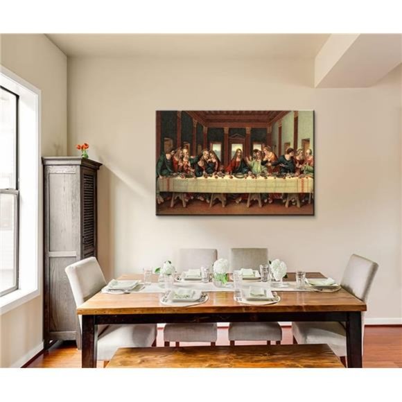 Last Supper Wall Decor Jesus Pictures Leonardo Da Vinci Poster(24''Hx36''W) - Picture 3 of 6